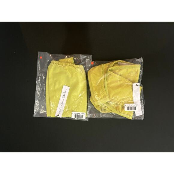 Monica Hansen Beachwear NWT Set Yellow Lurex Bikini Top/Bottom Size XS & Small - Picture 2 of 3